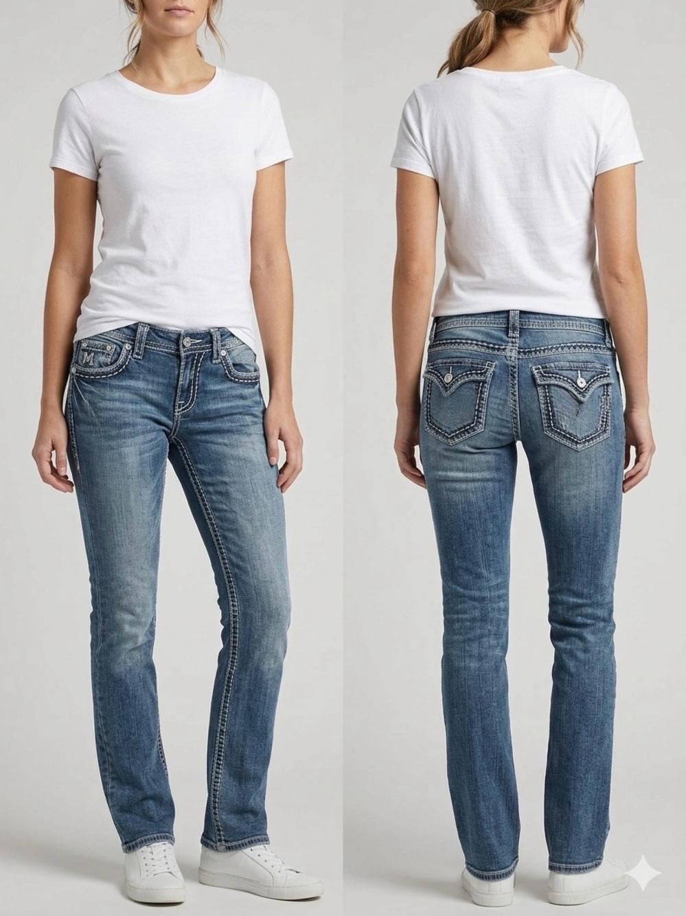 Massini Blue Straight Leg Jeans for Women